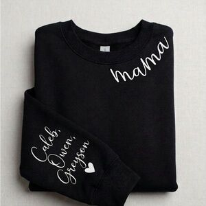 Gildan Black "Mama" Crewneck Sweatshirt with White Script